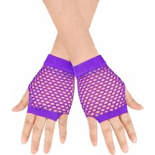 Magicool 80’ler 90’lar Retro Mor File Parmaksız Kısa Eldiven 11 cm