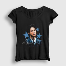 Presmono Kadın Siyah Stars Kim Seok Jin Bts T-Shirt
