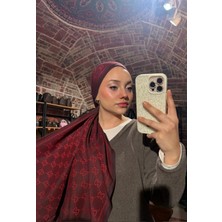 De Rosa G Desen Çift Taraflı Jakar Şal-Bordo