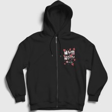 Presmono Unisex Siyah Steady Nct Wish Fermuarlı Kapüşonlu Sweatshirt