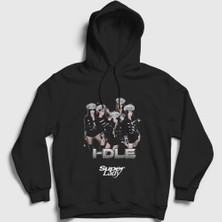 Presmono Unisex Siyah Super Lady I Dle Gidle Kapüşonlu Sweatshirt