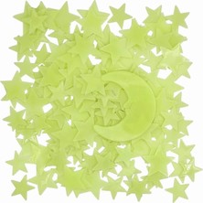 Hype Store Giraffe Sticker Karanlıkta Parlayan Fosforlu Ay ve Yıldız Tasarımlı Dekoratif (200 Adet Yıldız)