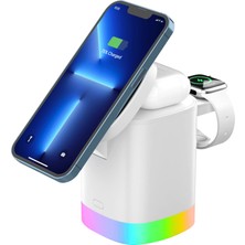 Azurtech Şarj Istasyonu, 15W Manyetik 3'ü 1 Arada Hızlı Kablosuz Şarj