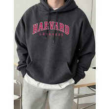 Harvard Lacrosse Baskılı Kapüşonlu Üst Erkek Yumuşak Moda Tişörtü Spor Rahat Sokak Giysisi Te