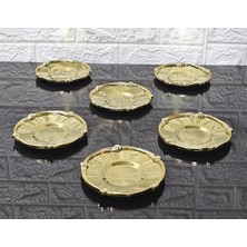 Atabey Home Metal 6'lı Çay Tabağı & Döküm Gül Çerçeveli Gold-Gold 5.5 cm Iç Bardak Çapı - 12 cm Genel Çap