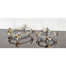 Atabey Home Oval 2'li Borcam Seti Kelebek Metal Standlı