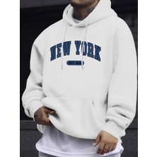 New York Yaratıcı Mektup Baskı 12 Renkli Kazak Erkek Uzun Kollu Rahat Kapşonlu Yumuşak Sonbah