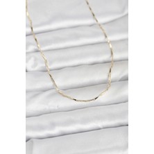 Clariss cm 14K Gold Renk Çubuk Kesme Zincir Model 60 cm Kadın Kolye