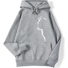 Rahat Kadın Kazak Basit Vuruş Kedi Baskılı Kapüşonlu Svetşört Damla Kollu Gevşek Streç Sıcak