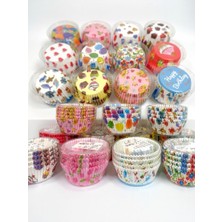 Trend Home Life 200 Adet Muffin Cupcake Kağıdı, Renkli Kağıt Muffin Kek Kalıbı Desenli