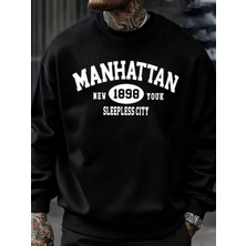 Manhattan New York Sleepless City Desen Erkek Kazak Bisiklet Yaka Günlük Kazak Sonbahar Sokak