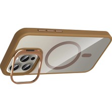 Olinea Iphone 14 Remim Lensli Magsafe Standlı Kapak - Kahverengi