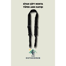 Outdoorun Siyah Yaylı Çift Nokta Askı Kayışı