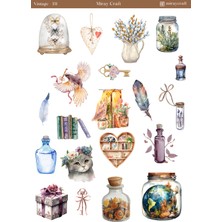 Miray Craft 1 Adet Vintage Temalı Sticker (12X17 Cm) Bullet Journal, Scrapbook, Ajanda ve Planlayıcı Için