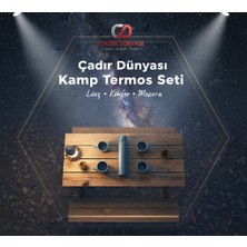 Çadır Dünyası 600 ml Profesyonel Kamp Termos Seti - Vakumlu Çift Katmanlı Çelik + 3 Adet Bardaklı Hediye Kutulu