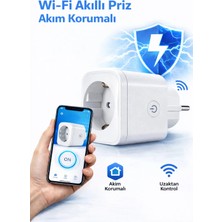 Ecuy 16A Akım Korumalı Wifi Akıllı Priz Smartlife Uyumlu Android Ios Telefon Kontrollü Enerji Takipli