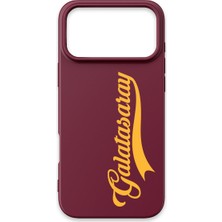 iPhone 17 Pro Uyumlu Galatasaray El Yazı Bordo Silikon Lisanslı Telefon Kılıfı