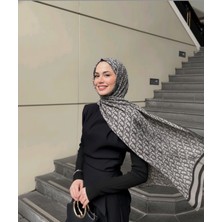 De Rosa D Desen Çift Taraflı Jakar Şal - Gri