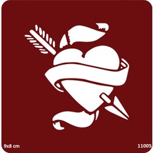 Airbrush Tattoo Oklu Kalp Yapışkanlı Stencil Süsleme ve Boyama Kalıbı