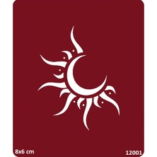 Airbrush Tattoo Ay ve Güneş Yapışkanlı Stencil Süsleme ve Boyama Kalıbı Şablon