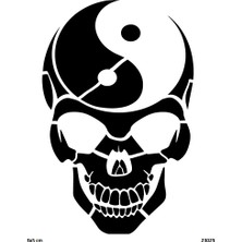 Airbrush Tattoo Iskelet ve Ying Yang Yapışkanlı Stencil Süsleme ve Boyama Kalıbı