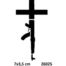 Airbrush Tattoo Haç ve Silah Yapışkanlı Stencil Süsleme ve Boyama Kalıbı