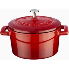 Hype Store Metal Döküm Mini Tencere, Trendy, 10 Cm, 0.35 L Hacim, Kırmızı