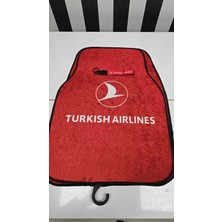 Şimika Turkısh Airlines Desen Kaymaz Taban Dekoratif Oto Halı Paspas Üniversal Yıkanabilir Her Araca Uyumlu (Kancalı Kumaş Anahtarlık Hediyeli)