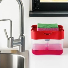 Hype Store Org-98 Deterjan Hazneli Süngermatik - Sıvı Sabunluk Deterjanlık Organizer - Kırmızı