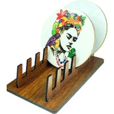 Hype Store Dekoratif 6 Lı Ahşap Bardak Altlık Standı -Bardak Altlığı Standı