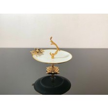 Atabey Home Ayaklı Porselen Sunumluk Kulplu Siyah Çiçek 24 cm