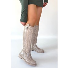 Metta Bej Cilt Desenli Çizme - Lisinya