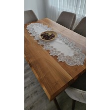 Zesa Home Lüx Fransız Dantelli Keten Gardeya Runner
