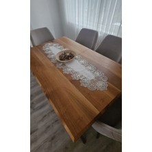 Zesa Home Lüks Fransız Dantelli Keten Gardeya Runner