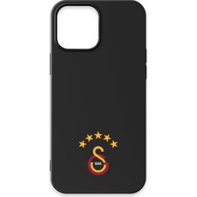 Belirtilmemiş iPhone 13 Pro Uyumlu Galatasaray 5 Yıldız Arma Siyah Silikon Lisanslı Telefon Kılıfı