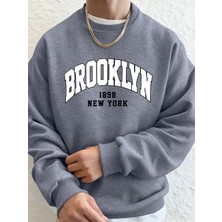 Brooklyn 1898 New York Prints Erkek Kapüşonlu Üst Sonbahar Bisiklet Yaka Tişörtü Temel Polar