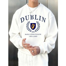 Dublin Irlanda Mektup Desen Sonbahar Erkekler Kazak Moda Bisiklet Yaka Kazak Hip Hop Giysiler