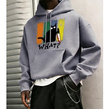 Doubtful Cat Handing Knife Prints Casual Warm Hoody Men Trendy Loose Sweatshirts Basic Simple