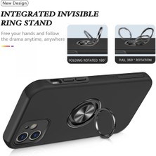 Olinea Newface Iphone 12 Mini Kılıf Elit Yüzüklü Kapak - Siyah