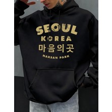 Seul Kore Mektup Baskılar Erkekler Hoody Sonbahar Polar Kapüşonlular Hip Hop Büyük Boy Sokak