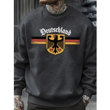 Almanya Ulusal Amblemi Baskılı Kazak Erkekler Sonbahar Hip Hop Kazaklar Bisiklet Yaka Polar Ü