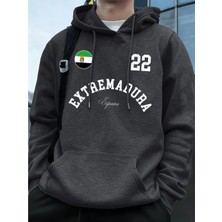 Extremadura Ispanya Bayrağı Baskılı Kapüşonlu Erkek Eşofman Cepli Kazak Sportif Bol Sweatshir