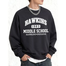 Hawkins Ortaokul Erkekler Için Baskılı Sweatshirt Oversize Kazak Sonbahar Sıcak O-Yaka Spor G