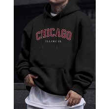 Chicago Illinois Mektup Yaratıcı Baskı Erkek Tişörtü Büyük Boy Sokak Kazakları Yeni Sonbahar