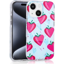Paladyum Case iPhone 15 Uyumlu Premium Tpu Çilek Desenli Stilo Kapak