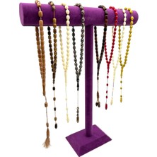 Sezgin Kutu ve Aksesuar Tesbih Kolye ve Bileklik Standı T 50 cm Mor Süet