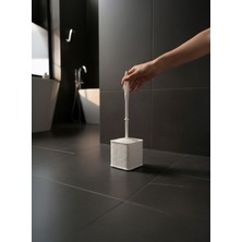 Padilon Desenli Klozet Fırça Takımı Beyaz Modern Banyo Aksesuarı 41 cm Şık & Dayanıklı