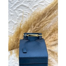 Livora Jewelry 925 Ayar Gümüş Gold Renk Isim Yazılabilir Çocuk Künye – Kişiye Özel Nazar Boncuklu Çocuk Bileklik