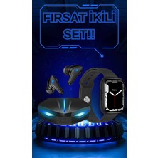 Yeni Nesil Akıllı Saat ve Kablosuz Kulaklık Kampanyası Ikili Set Bluetooth Bağlantılı