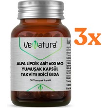  venatura alfa lipoik asit 600 mg 30 kapsül - 3 adet (toplam 90 kapsül) - dezenfektan hediyeli (%72 alkol)